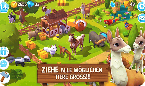 Farm animals and barn in FarmVille 3